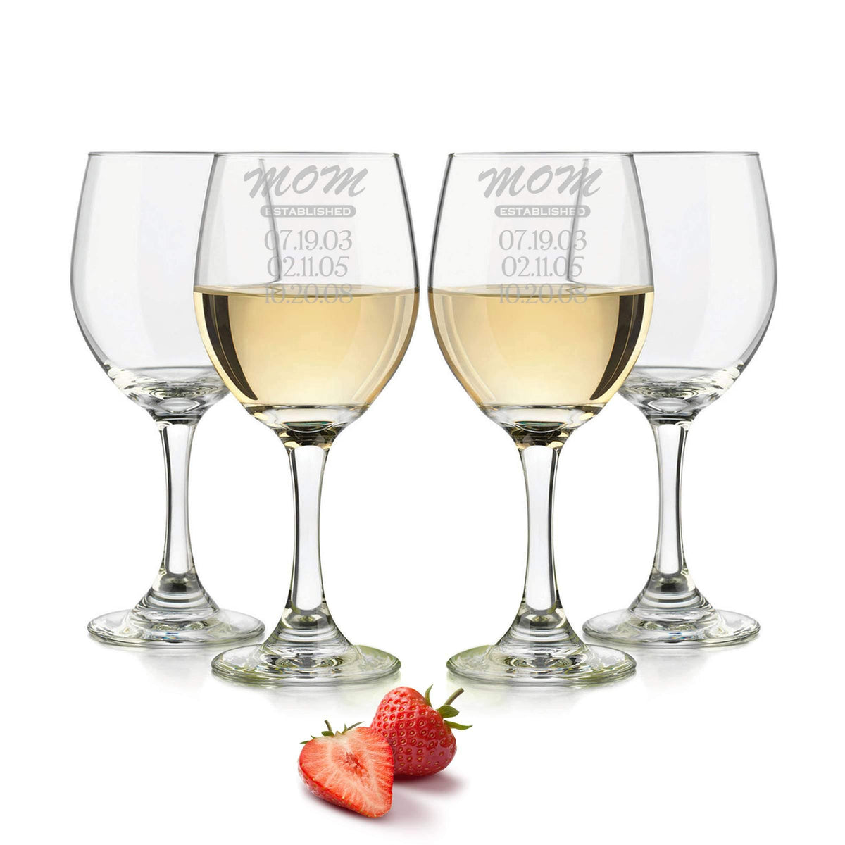 Mom established wine glass, Mom glass, custom wine glass, Personalized wine glasses, custom wine glasses Est. Date Engraved/Wine Glass 20oz. - RCH Gifts