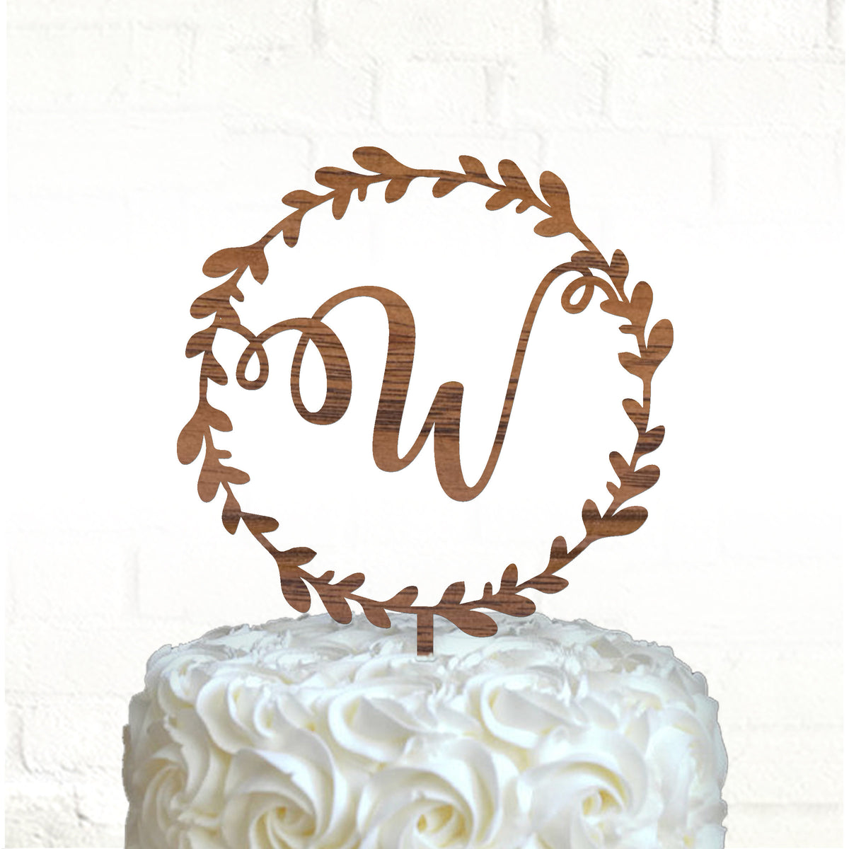 Wedding monogram cake topper, Wood cake topper / Laser cut, Wreath cake topper, Personalized cake topper, Rustic cake topper - RCH Gifts