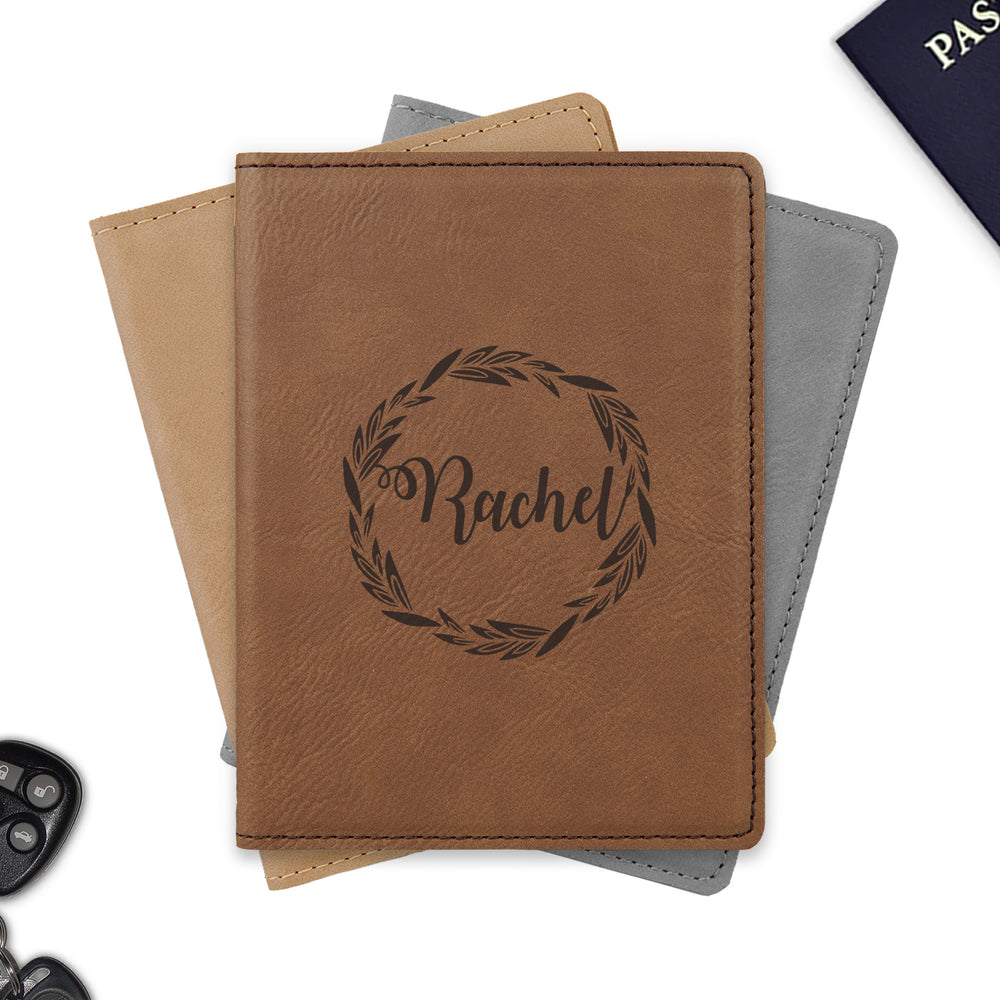 Personalized passport holder, engraved leather passport holder, leather passport cover / Laser engraved - RCH Gifts