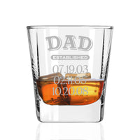 Load image into Gallery viewer, Personalized Dad Established Whiskey Glasses/Engraved Rocks Glass 9.25 oz. Dads whiskey glass, Engraved whiskey glass, Gift for Dad - RCH Gifts

