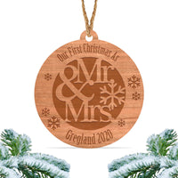 Load image into Gallery viewer, Our first Christmas as mr and mrs ornament, Personalized engraved wood Christmas ornament, First christmas ornament / Laser engraved - RCH Gifts
