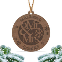 Load image into Gallery viewer, Our first Christmas as mr and mrs ornament, Personalized engraved wood Christmas ornament, First christmas ornament / Laser engraved - RCH Gifts
