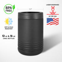 Load image into Gallery viewer, Football Personalized Black Stainless Steel Vacuum Insulated Beverage Holder / Laser engraved
