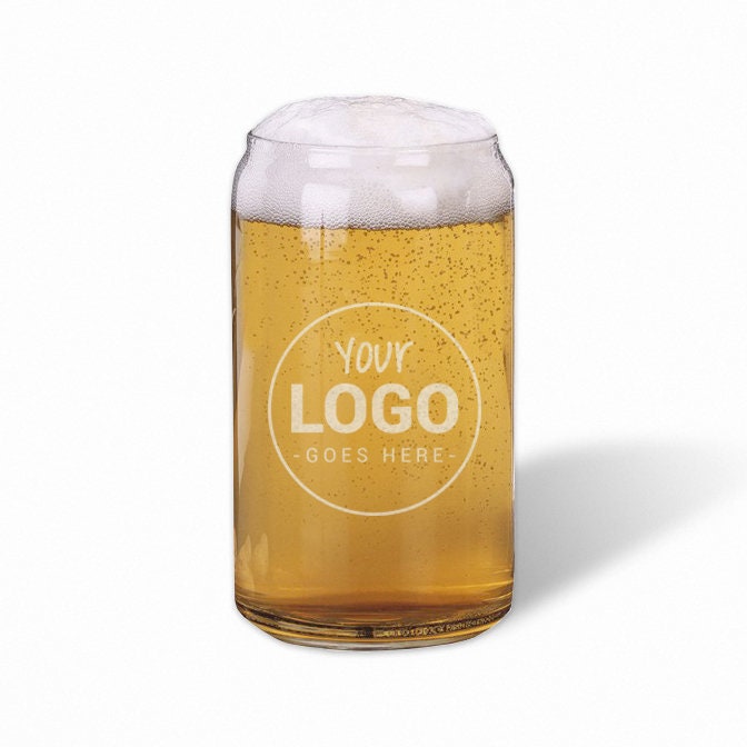 Custom engraved beer can glass with your logo or image / Laser Engraved Beer Can Glass 16 oz.