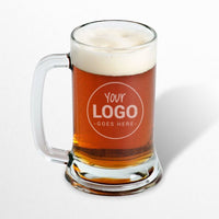 Load image into Gallery viewer, Custom engraved glass beer mug with your logo or image / Laser Engraved 16oz.
