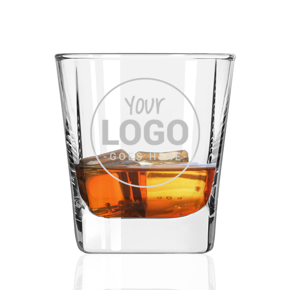 Custom engraved whiskey rocks glass with your logo or image / Laser Engraved 9.25 oz.