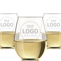 Load image into Gallery viewer, Custom engraved stemless wine glass with your logo or image / Laser Engraved  20 oz.
