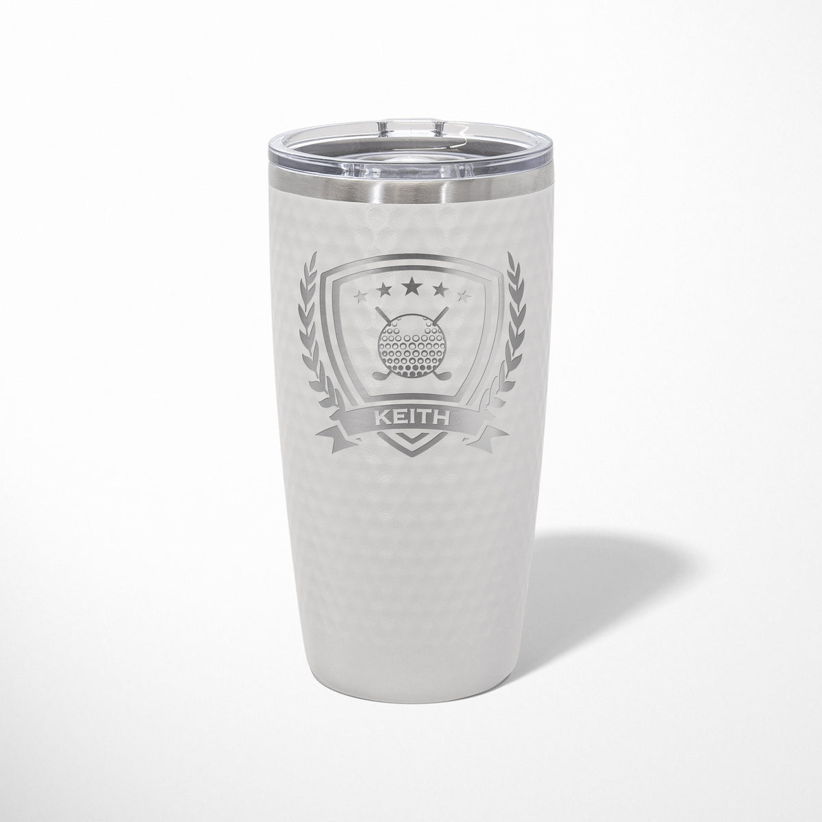 Golf ball dimpled tumbler personalized, Golf gift engraved travel mug 20 oz. / Laser engraved
