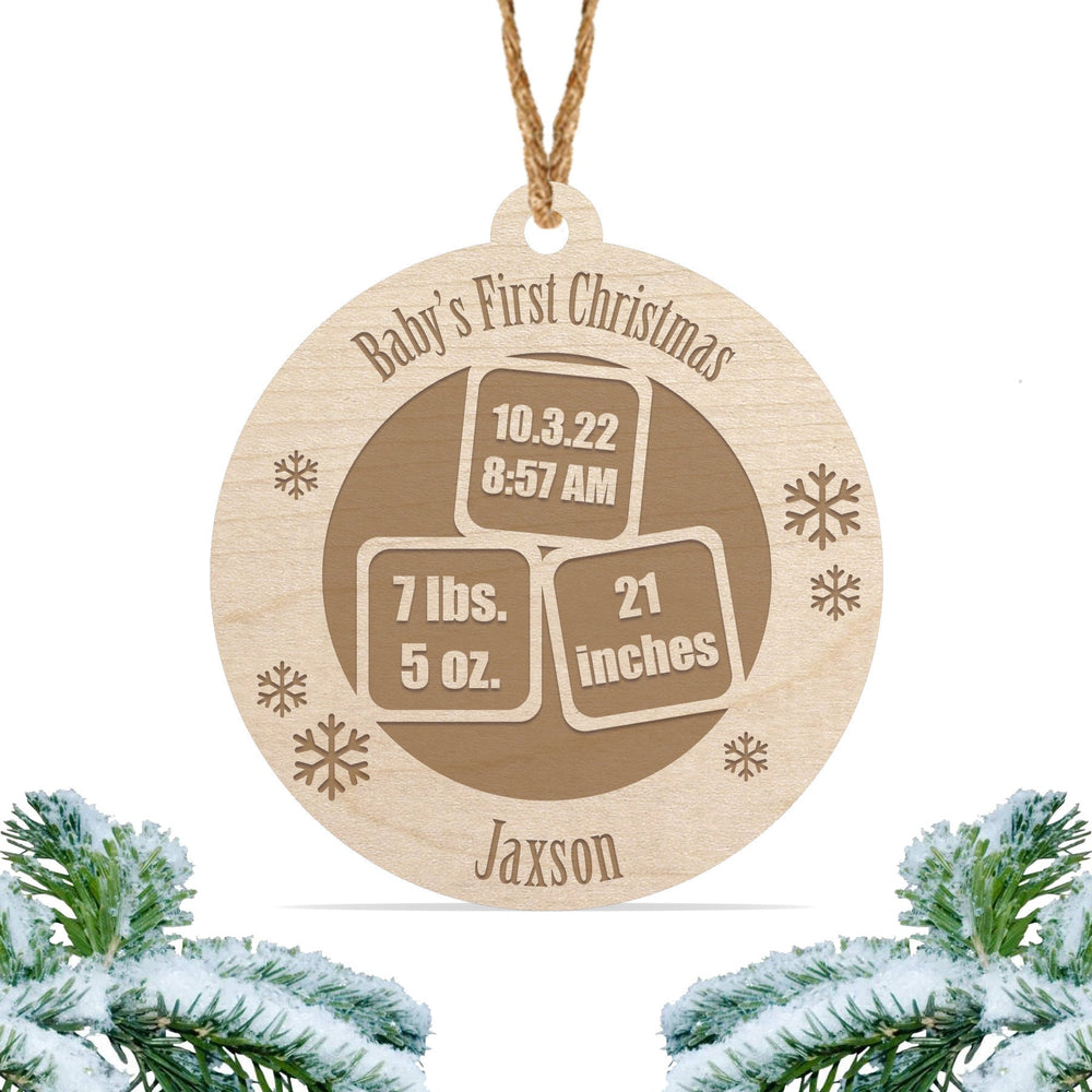 Baby first Christmas ornament, Personalized engraved wood Christmas ornament, First Christmas ornament / Laser engraved