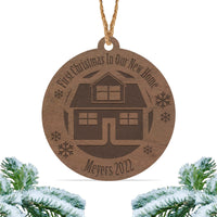 Load image into Gallery viewer, First Christmas in our new home ornament, Personalized engraved wood Christmas ornament, First Christmas ornament / Laser engraved
