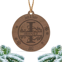 Load image into Gallery viewer, Monogram Christmas ornament, Personalized engraved wood Christmas ornament / Laser engraved (Design 1)
