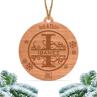 Load image into Gallery viewer, Monogram Christmas ornament, Personalized engraved wood Christmas ornament / Laser engraved (Design 1)
