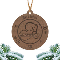 Load image into Gallery viewer, Monogram Christmas ornament, Personalized engraved wood Christmas ornament / Laser engraved (Design 2)
