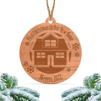 Load image into Gallery viewer, First Christmas in our new home ornament, Personalized engraved wood Christmas ornament, First Christmas ornament / Laser engraved

