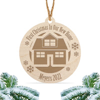 Load image into Gallery viewer, First Christmas in our new home ornament, Personalized engraved wood Christmas ornament, First Christmas ornament / Laser engraved
