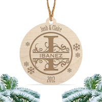 Load image into Gallery viewer, Monogram Christmas ornament, Personalized engraved wood Christmas ornament / Laser engraved (Design 1)
