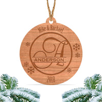Load image into Gallery viewer, Monogram Christmas ornament, Personalized engraved wood Christmas ornament / Laser engraved (Design 2)
