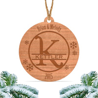 Load image into Gallery viewer, Monogram Christmas ornament, Personalized engraved wood Christmas ornament / Laser engraved (Design 3)

