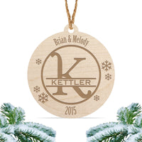 Load image into Gallery viewer, Monogram Christmas ornament, Personalized engraved wood Christmas ornament / Laser engraved (Design 3)
