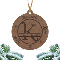 Load image into Gallery viewer, Monogram Christmas ornament, Personalized engraved wood Christmas ornament / Laser engraved (Design 3)
