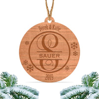 Load image into Gallery viewer, Monogram Christmas ornament, Personalized engraved wood Christmas ornament / Laser engraved (Design 4)
