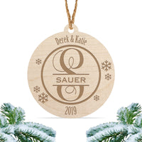 Load image into Gallery viewer, Monogram Christmas ornament, Personalized engraved wood Christmas ornament / Laser engraved (Design 4)
