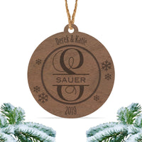 Load image into Gallery viewer, Monogram Christmas ornament, Personalized engraved wood Christmas ornament / Laser engraved (Design 4)
