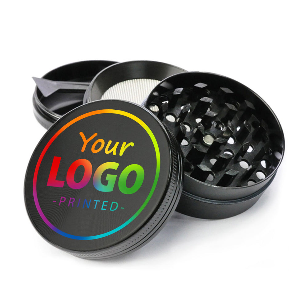 Custom printed with your logo or image black herb grinder, Personalized grinder / Full color print