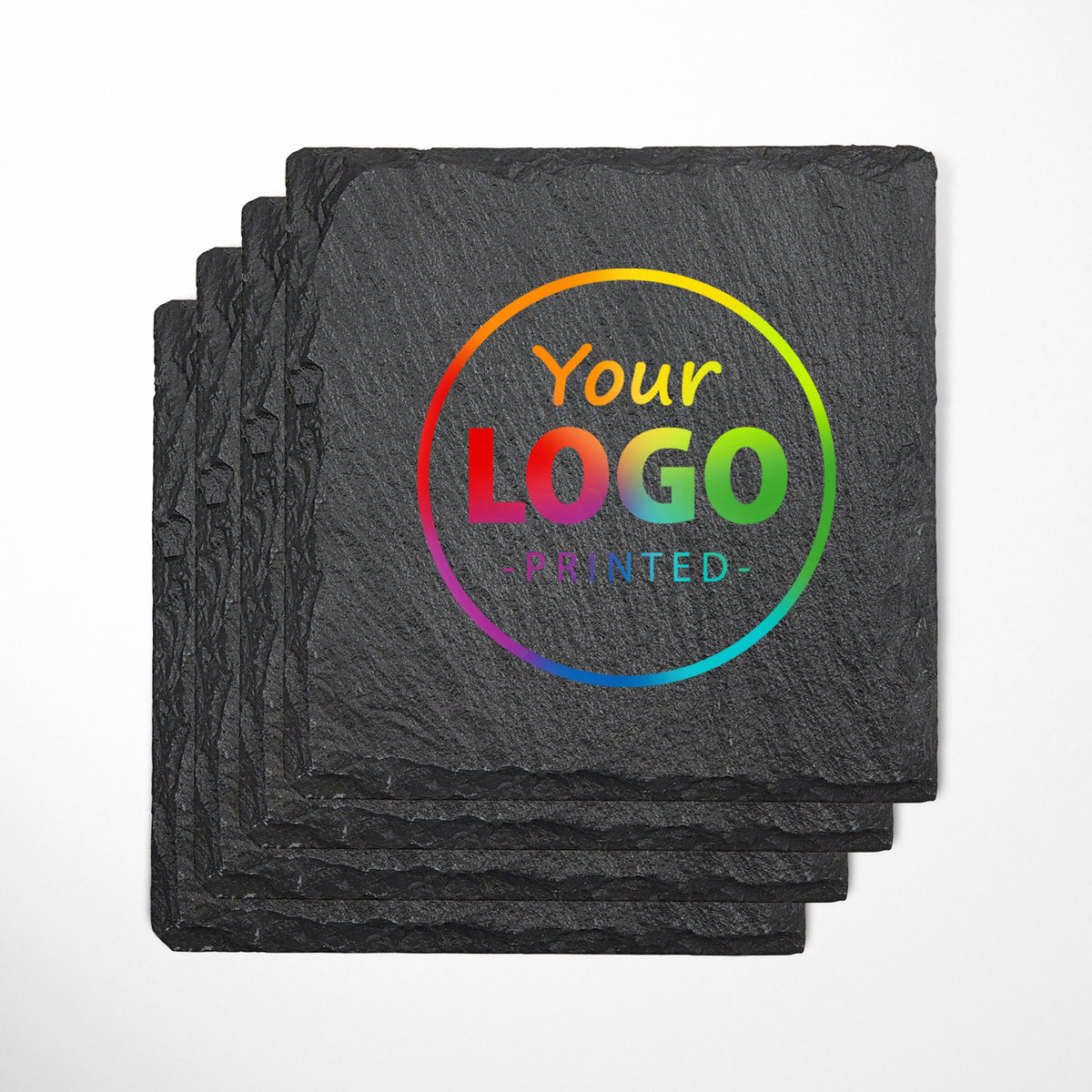 Custom printed slate coasters with your logo or image, Personalized printed slate coasters / Laser engraved SET OF 4