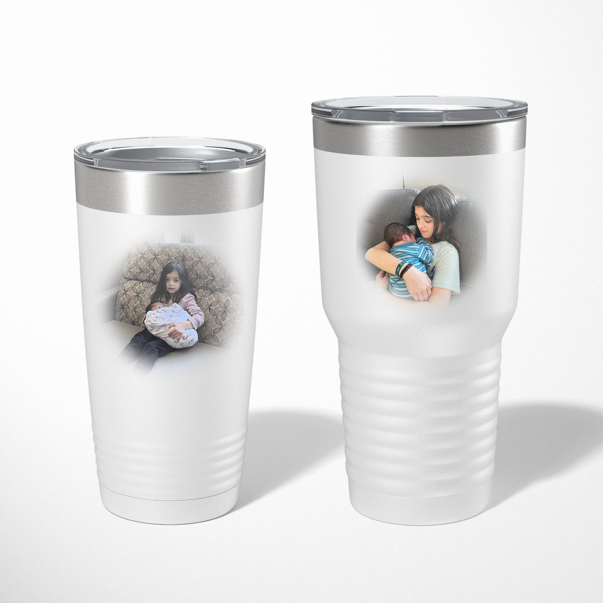 Your Photo Custom full color printed tumblers with your image UV Printed / 20oz. or 30oz. in White tumbler