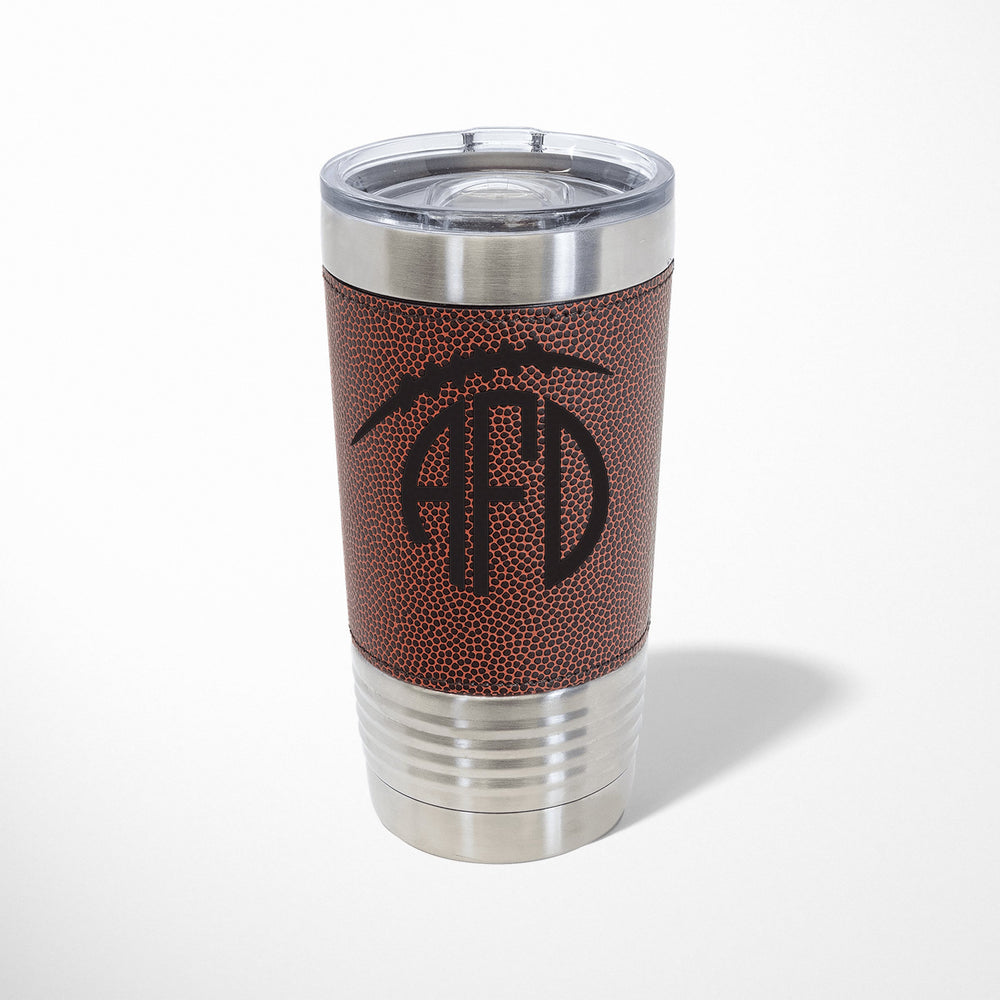Football leather tumbler personalized, Football gift engraved travel mug 20 oz. / Laser engraved
