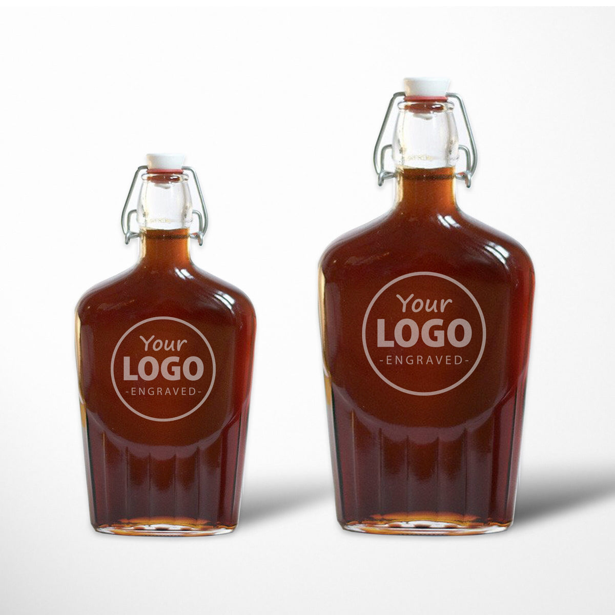 Custom flask with your logo or image, Engraved glass flask / Laser engraved