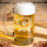 Load image into Gallery viewer, Football beer mug engraved, Personalized beer mug / Laser engraved 25oz.
