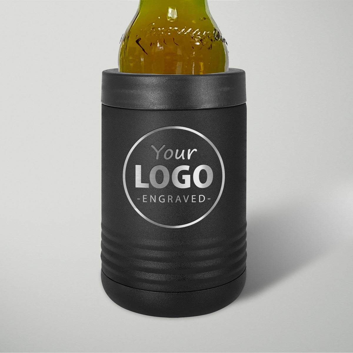 Custom Logo Black Stainless Steel Vacuum Insulated Beverage Holder / Laser engraved