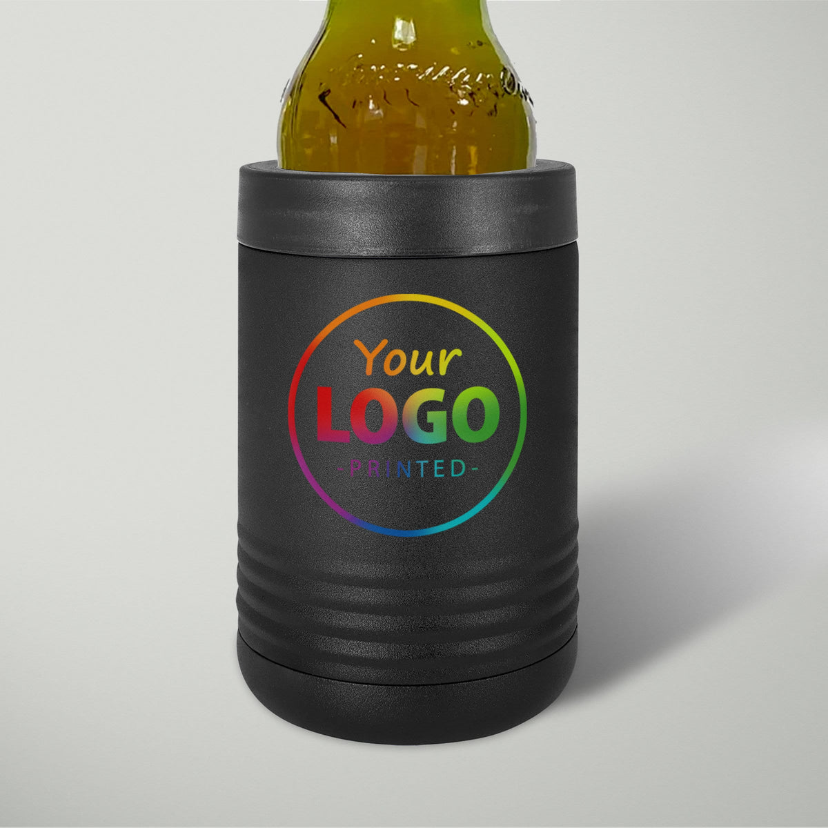 Custom Logo Black Stainless Steel Vacuum Insulated Beverage Holder / Full Color UV Printed