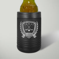 Load image into Gallery viewer, Hockey Personalized Black Stainless Steel Vacuum Insulated Beverage Holder / Laser engraved
