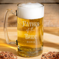 Load image into Gallery viewer, Father of the Groom or Bride beer mug glass, Dad glass, Wedding party gift for parents / Laser Engraved 25oz.
