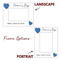 Load image into Gallery viewer, Mother and Sons picture frame, Mother&#39;s day gift, Mom gift for son / 4x6 photo frame / Printed &amp; Laser Engraved
