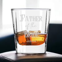 Load image into Gallery viewer, Father of the Groom or Bride Whiskey Glasses / Engraved Rocks Glass 9.25 oz. Wedding whiskey glasses, Wedding gift for dad
