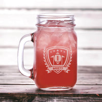 Load image into Gallery viewer, Personalized Football Mason Jar Mug Engraved, Coach Gift, Team Gift / Laser Engraved 16oz.
