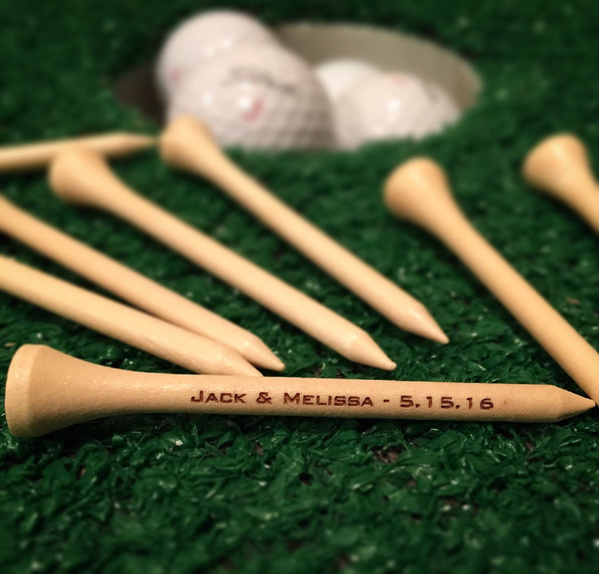 Personalized golf tees, Wedding Date Golf Tees/2.75" Natural Wood or White, Engraved golf tees, Custom golf tees, Save the date golf tees - RCH Gifts
