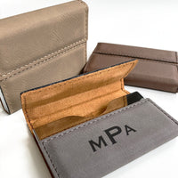 Load image into Gallery viewer, Personalized business card holder engraved, Custom card holder engraved leatherette, Monogram gift /Laser engraved
