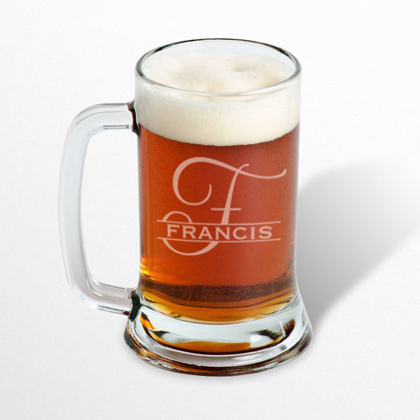Personalized Laser-Etched Beer Mug or Glass w/ Party Fun Graphic