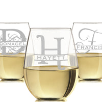 Load image into Gallery viewer, Monogram wine glasses, Personalized stemless wine glass, Wedding glasses, Engraved Wine Glass 20oz./personalized wine glass, engraved wine
