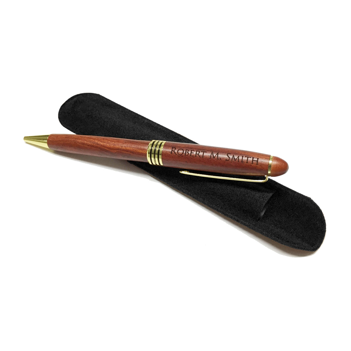 Personalized wood pen, Wood pen engraved, Custom pen, Company pen Personalized rosewood laser engraved pen/w brown velveteen slip pouch