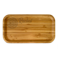 Load image into Gallery viewer, Personalized Flower of Life bamboo tray / Laser engraved
