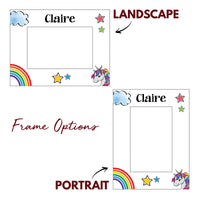 Load image into Gallery viewer, Unicorn rainbow picture frame personalized, Baby gift / 4x6 photo frame / Printed
