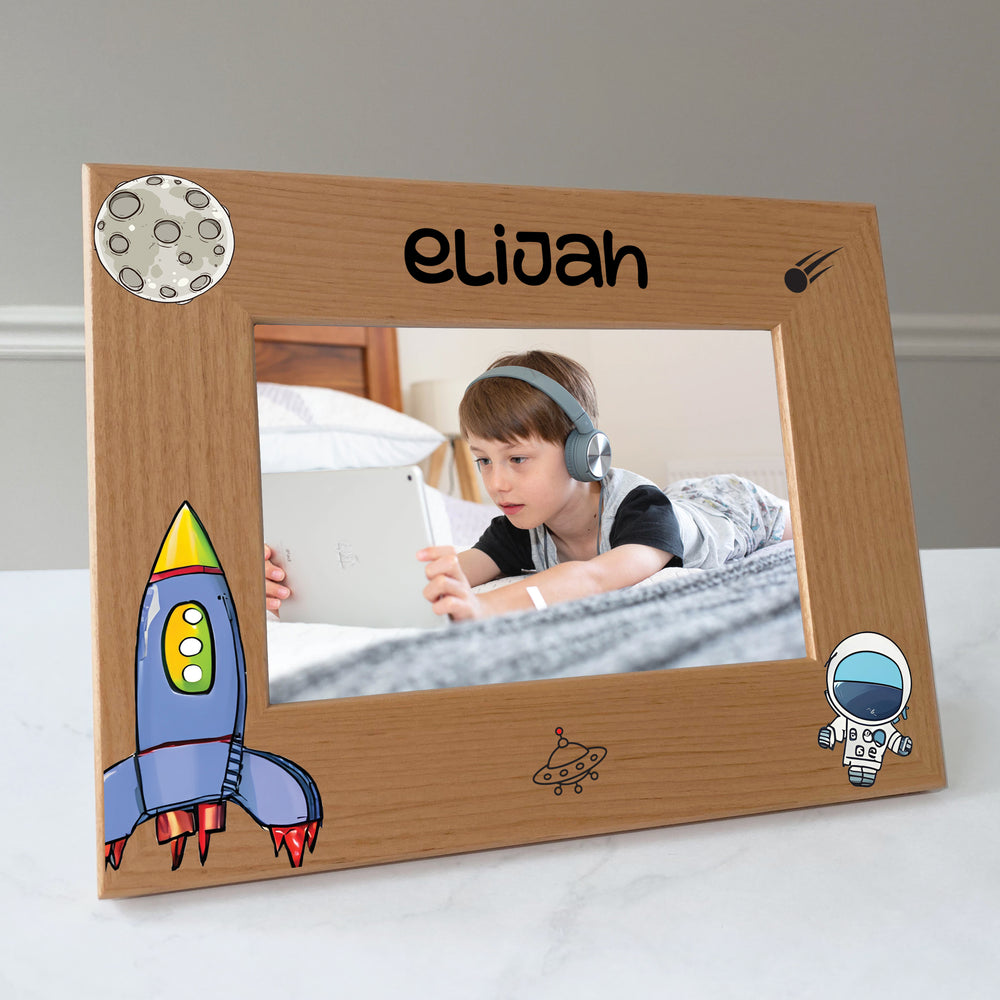 Space astronaut picture frame personalized, Baby gift / 4x6 photo frame / Printed