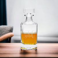 Load image into Gallery viewer, Engraved whiskey decanter, Personalized decanter, Monogram whiskey decanter, Engraved whiskey glass / Laser engraved 26 oz decanter

